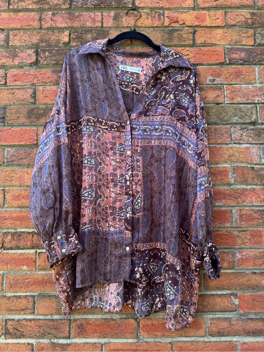 Zara Paisley Button-Up Shirt